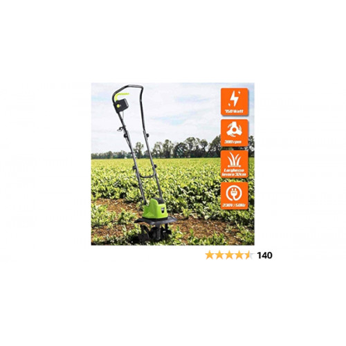 Bakaji Electric Garden Tiller Putere 750W Electric Rotary Hoe 4 lame 20cm Lățime de lucru 32cm Vite