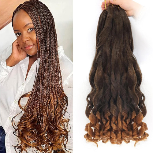 Ainimiu French Curly Braiding Hair 22 Inch 8 Packs - Pre Stretched Bouncy Braiding Hair- Loose Wavy 